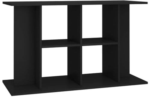 vidaXL Aquarium Stand in Black Engineered Wood - Sturdy Fish Tank Stand with Multiple Storage Tiers, Moisture Resistant