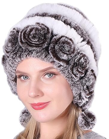 ISAKEN Fellmütze Damen Pelzmütze Wintermütze Faux Fuchs Warm Weich Pelz Mütze Herbst Winter Plüschmütze Eleganter Kunstfell Strickmütze Beanie Mütze Für Frauen Für Zuhause Reisen Skiwandern