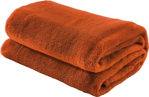 Erwin Müller Teddy-Fleece-Wohndecke Salerno, Fleece-Decke, Kuscheldecke Kupfer Größe 150x200 cm - flauschig weich, pflegeleicht