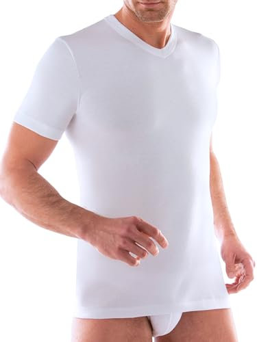 Liabel 2 Maglie Termiche Uomo 100% Caldo Cotone Interlock - Maglia Intima in Thermocotton Soffice e Vaporosa - Bianche o Nere S-XXL (XL, Bianco - Scollo a V)