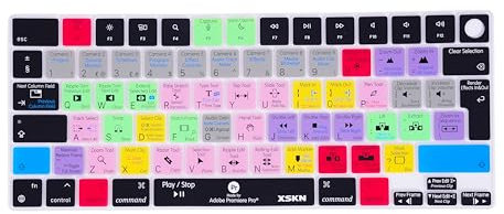 XSKN Languages and Shortcuts Silikon-Tastaturabdeckung für MacBook Air 2021+ M2 Chip MacBook Air 13,6 Zoll 15,3 Zoll mit Touch ID für MacBook Pro 14,2 Zoll 16,3 Zoll mit Touch ID (Premiere Pro,