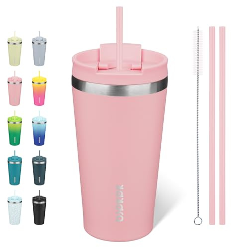 BJPKPK 530 ml Coffee Tumbler with Straw, Insulated Stainless Steel Cup