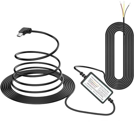 GUUZI Typ-C-Dashcam-Hardwire-Kit für Zeitrafferaufnahmen/24-Stunden-Parkmonitor, wandelt 12V-24V in 5V/2,5A Auto-Dashcam-Ladegerät um, 320-cm-Kabel-Kit mit Niederspannungsschutz