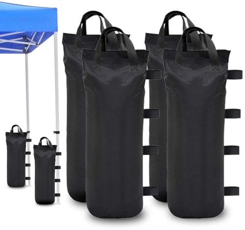 Pesi per Gazebo Sabbia Riempibili per All'aperto: 4 Pezzi Antivento Sacchi di Sabbia per Gazebo 50×15cm - Fissaggio Pali Tenda Pesi per Gazebo da Esterno per Campeggio Spiaggia Giardino