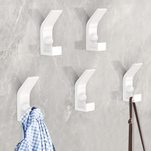 Gerhannery Gancio Appendiabiti, 5 Pezzi Appendini da Muro Ganci Decorativi Appendiabiti, Moderno Attaccapanni da Parete, Appendiabiti da Muro per Cappelli Zaini Vestiti (Bianco)