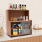 Kleines Bambus Sideboard Küche für Arbeitsplatte, Buffet Schrank Küche Küchenschrank mit Schiebetüren Verstellbaren Ablagen für Gewürzgläser, Küchenutensilien, Tassen, Requisiten (Dunkelbraun)