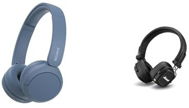 Sony WH-CH520 Wireless Bluetooth Headphones - up to 50 Hours Battery Life with Quick Charge & Marshall Major IV On Ear Bluetooth Headphones, Wireless Earphones, Foldable, 80+ Hours