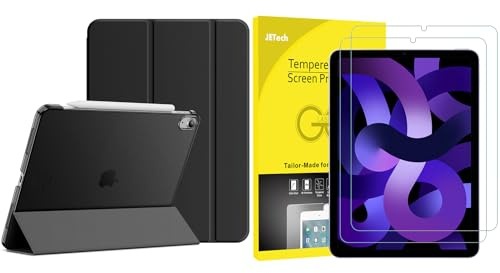 JETech for iPad Air 5 10.9-Inch Slim Stand Hard Back Case and Screen Protector Bundle