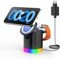 JoyGeek Mag Safe Ladegerät mit 4 RBG Nachtlicht, Faltbar 3 in 1 Kabellose Ladestation für iPhone 16/15/14/13/12 Serie, Wireless Charger für iWatch 10-2, Air Pods 4/3/2/Pro
