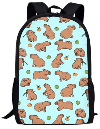 xixirimido Kinder-Schulrucksack für Jungen und Mädchen, Schulterrucksack, Tagesrucksack, Capybara Green, Einheitsgröße, Lässiger Tagesrucksack