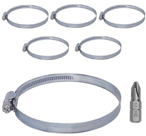 SKIR'CO (6 Stück) Verstellbare Schlauchschellen 130-150 mm, verzinkter Stahl Schlauchschellen DIN 3017, Rohrschellen, Schlauchschellen mit verstellbarem Durchmesser