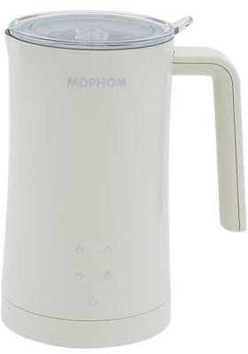 MOPHOM Milk Frother, Electric Frother and Evaporator for Milk, Off White, Automatic Frother for Hot or Cold Milk with Touch Screen and 4 Modes, 350 ml (Off white)