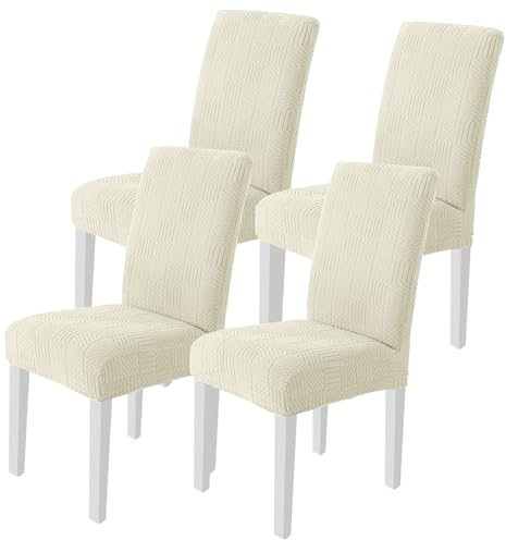 Ystyle Stretch Stuhlhussen 4er Set, Stuhlbezug Elastisch Abnehmbarer Waschbarer, Stuhlbezüge Chair Cover Langlebig Universal, Für Hotel Bankett Küche Restaurant Hochzeit Party, Beige