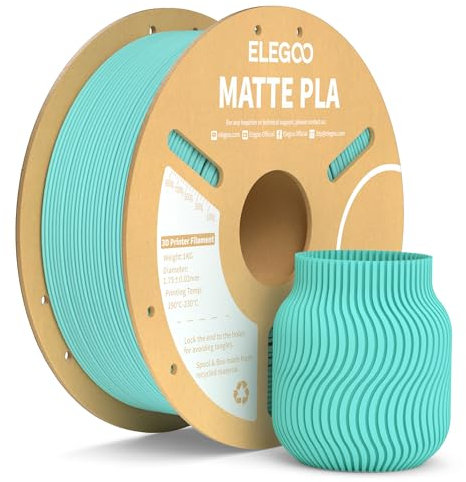 ELEGOO Matte PLA Filament Matte Türkisgrün 1KG, 1.75mm 3D Drucker Filament Maßgenauigkeit +/- 0.02mm, 1kg Kartonspule (2.2lbs) für die meisten FDM 3D Drucker