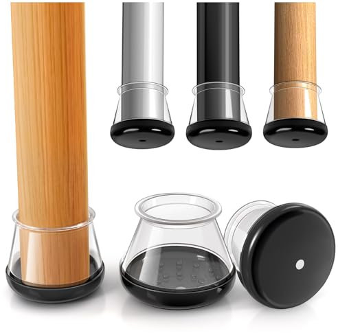 28 Stück Schutzkappen Für Stuhlbeine, Transparent Silikon Stuhlbeinkappen, Stuhl Filzgleiter, Stuhlgleiter für Teppiche, Stuhlbeinschieber für Teppiche (Fit 30.1-40mm)