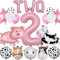Bauernhof Geburtstag Deko Luftballon Tiere Tier Ballons Mädchen Folienballon Kindergeburtstag Bauernhof-Kuh-Druck, Schaf, Schwein, Esel Party Dekoration Zubehör (2 jahre)