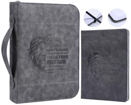 Faithful Hers Bibelhüllen für Damen und Herren, Bibeltaschen-Set mit Notizbuch, Kirchentasche, Bibelstudium, Bücheretui mit Griff, leicht, Reißverschluss, Tragetaschen, Weihnachtsgeschenk