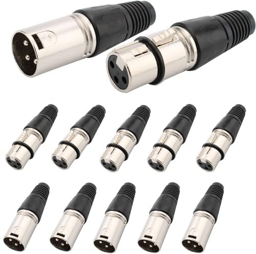 RUNCCI-YUN 12 Piezas Conector de soldadura XLR 3 pines Mini,conectores XLR macho/hembra,enchufe de cable de micrófono,toma de audio de micrófono