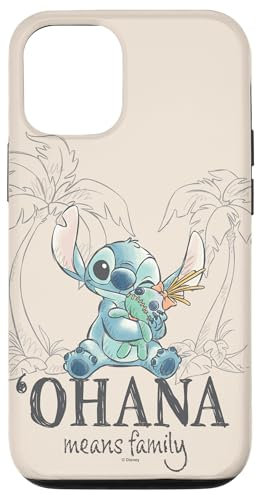 Hülle für iPhone 12/12 Pro Disney Lilo & Stitch Ohana Means Family Cute Hug Sketch