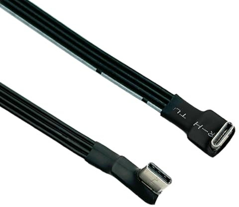 Hxyxbnhno Câble plat USB 2.0 type C mâle vers USB C mâle avec cordon court coudé à 90° pour le stockage de drones et smartphones