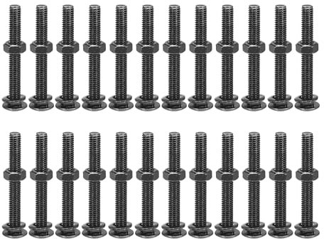 sourcing map M6x40mm Square Neck Carriage Bolts with Nuts & Washers, 50Set 304 Stainless Steel Round Head Square Neck Coach Bolt Screws, Black