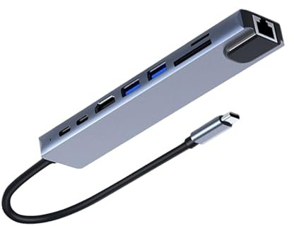 USB C Multiport Adapter, 8 in 1 Docking Station, Highspeed Data Transfer, 4k Video Output Adapter, Laptop USB C Hub, Multiport USB C Adapter, 5gbps Data Transfer Hub, USB C Hub for Laptop