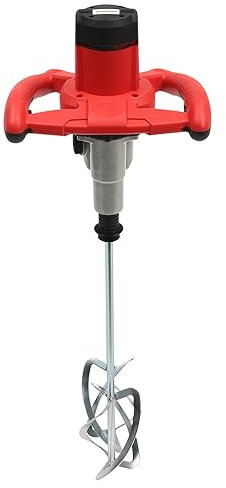 Konfiur 2800W Doppel Rührwerk, 6 Gang Handrührwerk 0-390rpm Betonmischer 220V-50Hz Mörtelrührer, Für Ölfarbe, Zement, Druckfarbe, Mörtel (Grün) (Rot)