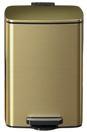 Kitchen Trash Can 20/30 Liter Brushed Stainless Steel Trash Can, Square Pedal Recycle Bin with Lid and Inner Buckets, Hands-Free Steel Step Garbage Can for Home Office Waste Bin/Garbage Bin(Gold,30L