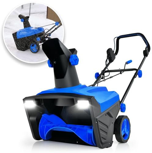 SOARS Spazzaneve elettrico con fari a LED, 2300 W, con canale di espulsione regolabile, larghezza di lavoro 50 cm, altezza di lavoro 25 cm, distanza di espulsione 9 m (blu)