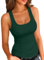 VICHYIE Damen Sommer-Tanktops, quadratischer Ausschnitt, sexy Low-Cut-Shirts, gerippte Tanktops, Basic-T-Shirt, lässig, figurbetont, schlank,Dunkelgrün, S