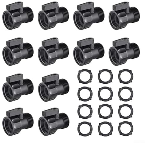 34 Stück Kunststoff-Gartenschlauch-Absperrventil, verlängerter Wasserzugangsanschluss, mit 12 Absperrventilen, für Bewässerungssysteme, Wohnmobil-Anschluss