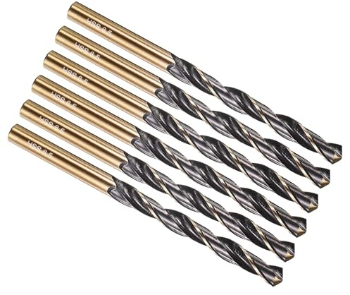 PATIKIL 6.5mm Drill Bit, Jobber Straight Shank 4341 High-Speed Steel 118° Black and Gold Finish for Medium-hard Metal Steel Acrylic - 6 Pack