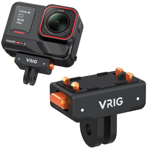 VRIG Magnetic Quick Release Mount for Insta 360 Ace/Ace Pro 2/ X5/ X4 Air, Quick & Convenient, 2-Prong Camera Mount for Tripod, Neck Mounts, for POV/VLOG