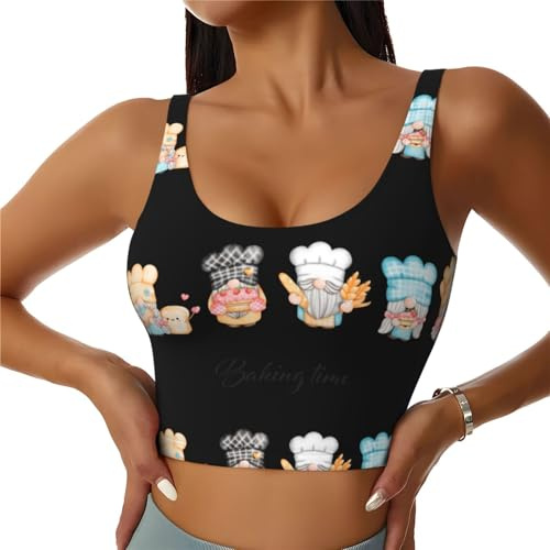 KWQDOZF Little Chef GNOME Sport-BHS für Frauen, Workout, Yoga, Bequeme Übungsoberteile