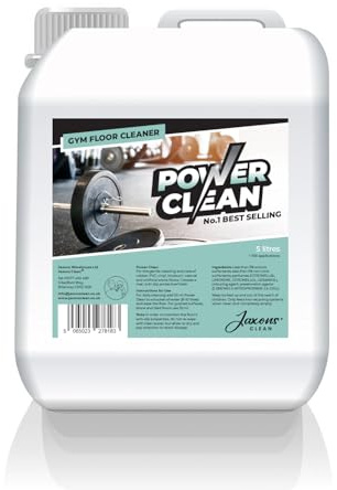 Jaxons Clean Power Clean Gym Floor Cleaner – Ideal for Rubber, Sprung Flooring, PVC, Vinyl & Linoleum – Citrus Scent, Anti-Slip Finish – High-Coverage (1000m²/Ltr) (5 Litre)