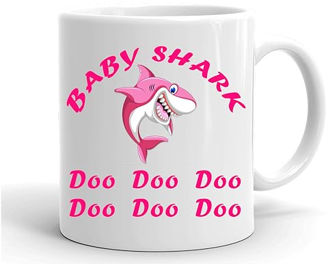 GrassVillage Baby Shark Do Do Do Mug – 11oz Funny Birthday Gift Cup for Kids, Family – Coffee Tea Cup