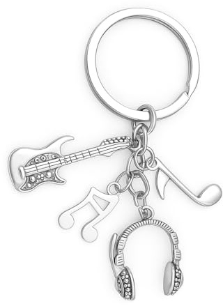 DONWOIE Musik Schlüsselanhänger, Schlüsselband Taschenanhänger für Damen | Musiker Schlüisselringe Geschenk mit E-Gitarre Kopfhörern & Note, Geeignet für Jungen Mädchen Freunde Familie Mitschüler