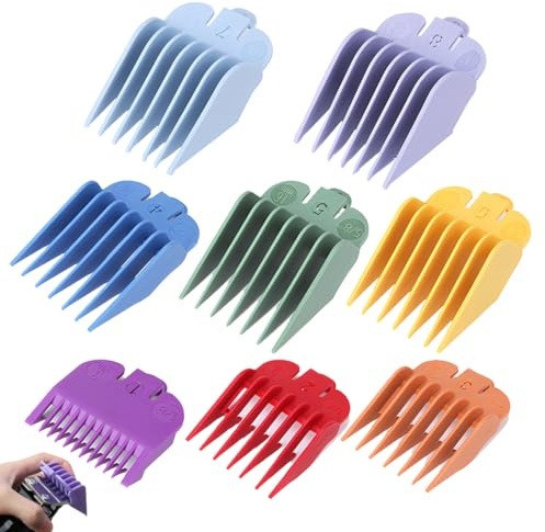 Quesuc 8 Stück Trimmer Wahl Aufsätze Haarschneidemaschine Aufsätze Clipper Guards Limitierkamm Set Peigne Tondeuse 3-25Mm Haarschneider Aufsatz Zubehör Plastik Bun