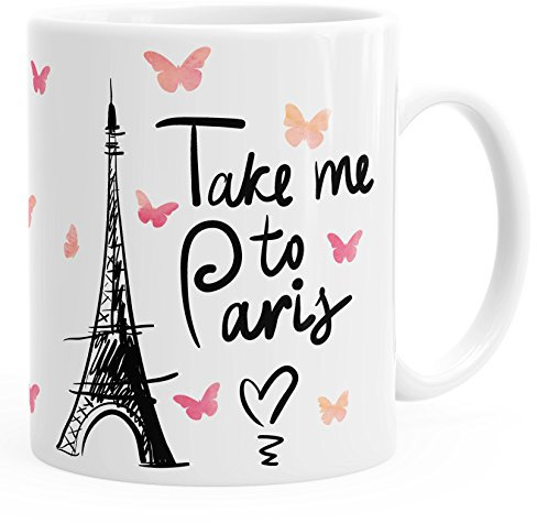 MoonWorks Kaffee-Tasse Take me to Paris Geschenk-Tasse für Frau Freundin Tasse einfarbig weiß Unisize