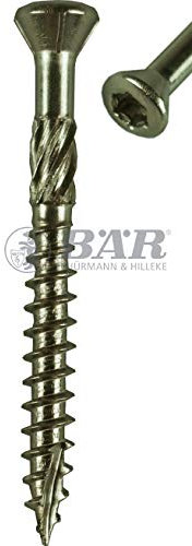 BÄR Terrassenschraube Edelstahl A2 Abmessung 5,0 x 70 mm,Cut-Spitze,Frässchaft,T25, 100 Stück