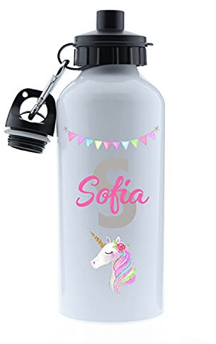 Kembilove Botella agua niños personalizada – Cantimplora Infantil Personalizada – Botella – Botella agua niños acero inoxidable infantil – Cantimplora diseño Unicornio