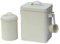 simpahome 3PC Metal Dog Food Storage Set with Embossed Paw Print Design: Dog Food Tin, Dog Treats Tin & Serving Scoop - Matt Antique Cream Finish