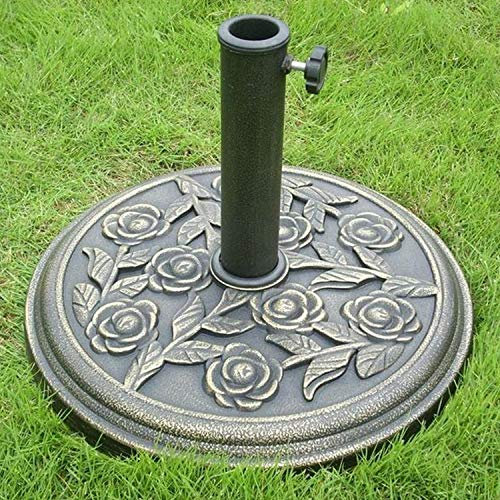 Taylor & Brown Heavy Duty 9kg Garden Parasol Base Umbrella Patio Stand Metal Round Floral Design Bronze Finish Cast Iron Effect