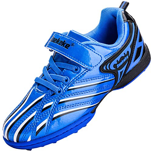 Saekeke Football Boots Kids Boys Girls TF Astro Turf Soccer Training Shoes Blue 12 UK Child