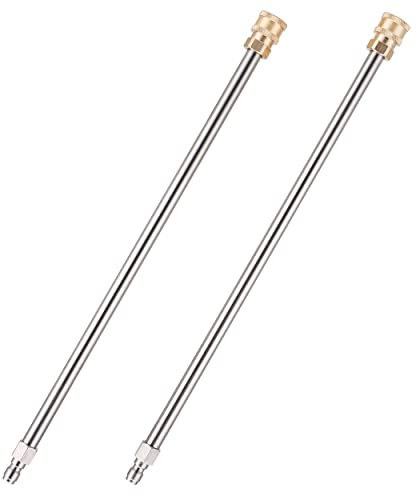 JOEJET Power Washer Extension Wand, 17 Inch Stainless Steel Pressure Washer Lance with 1/4 Inch Quick Connect, 2 Pack