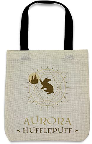 LolaPix Benutzerdefinierte Taschen. Personalisierte Stofftasche. Zauberer-Einkaufstasche. Geek-Geschenke. 36x39cm Verschiedene Ausführungen. Greta Tasche. HUFFLEPUFF
