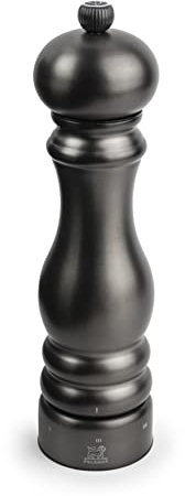 PEUGEOT - Salzmühle Paris Chef u‘Select 22 cm + Steinsalz - Aus Edelstahl - 6 voreingestellte Mahlgrade - Karbonfarben