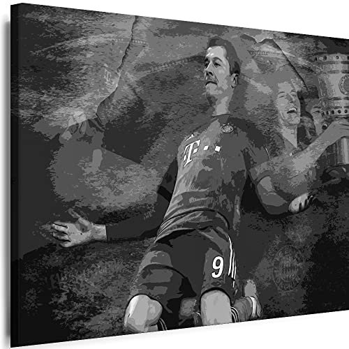 Myartstyle - Bilder R.Lewandowski FC SW Fußball 70 x 50 cm Leinwandbilder Xxl - 1 Teilige Wandbilder Kunstdrucke w-a-2045-32