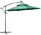 Outsunny 3(m) Cantilever Banana Parasol Hanging Umbrella with Double Roof, LED Solar lights, Crank, 8 Sturdy Ribs and Cross Base for Outdoor, Garden, Patio, Green