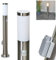 Außenwegeleuchte Sessa mit Bewegungsmelder, moderne Sockelleuchte aus Metall/Kunststoff in Nickel-matt/Weiß, Wegeleuchte 80 cm, Gartenlampe m. E27, Gartenbeleuchtung IP44, ohne Leuchtmittel